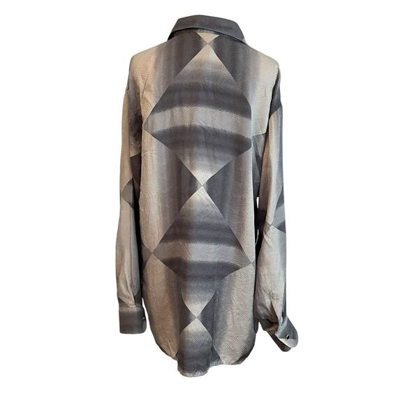 Vtg‎ VITALIANO ITALY SIlk Shirt Mens 2XL Geometric Artsy Grandpa Nerdcore 90s - Picture 3 of 9